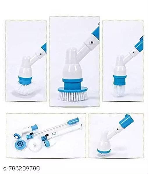 Movable Electric Spin Scrubber with Adjustable Extension Arm | 3 Replaceable Brush Heads | Cordless Multi-Surface Floor & Bathroom Cleaner
